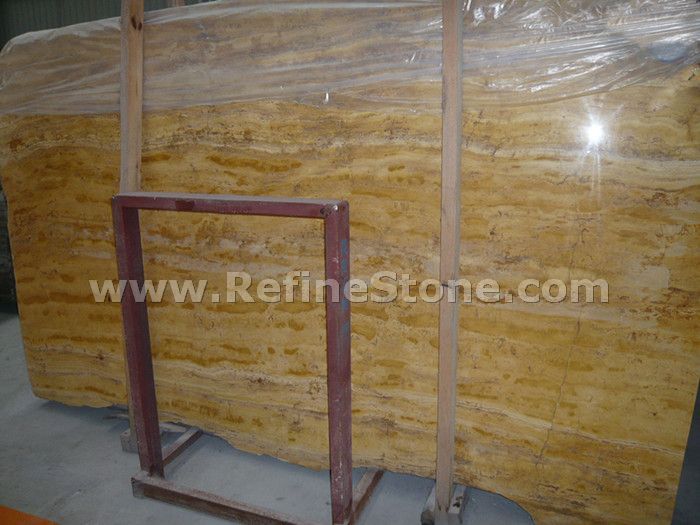 yellow travertine marble slab