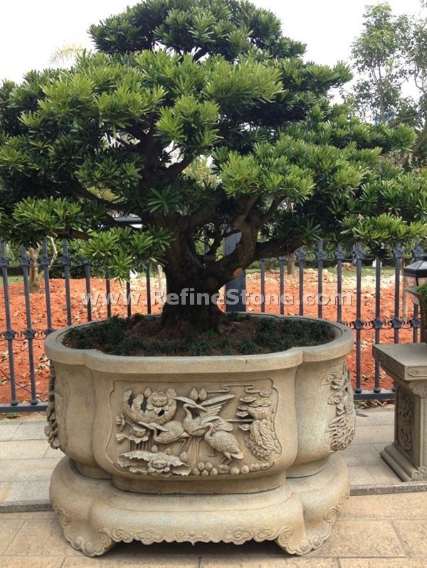 Chinese garden stone flower pot