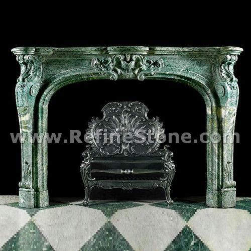 Green marble polished fireplace producer