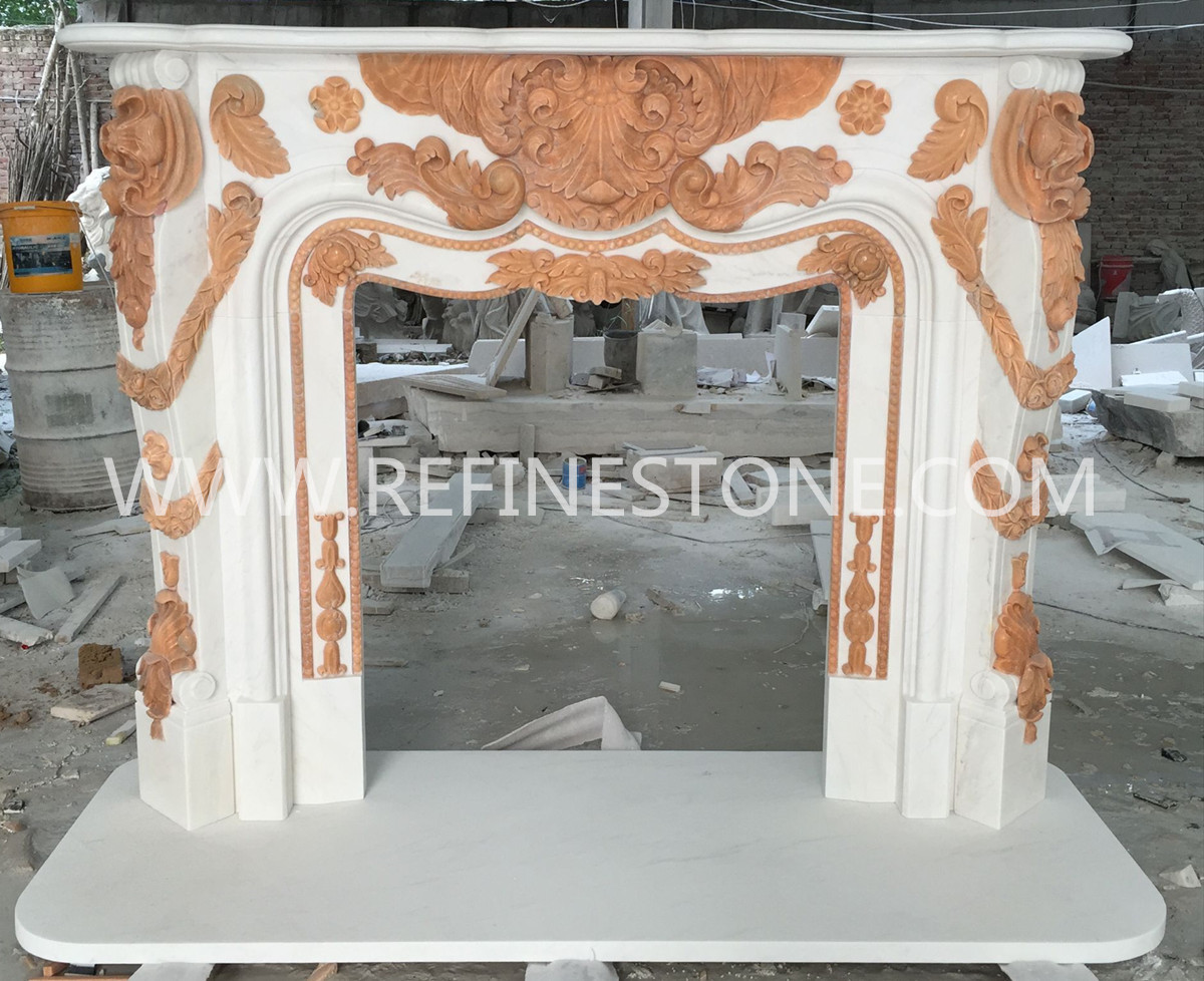 carved fireplace