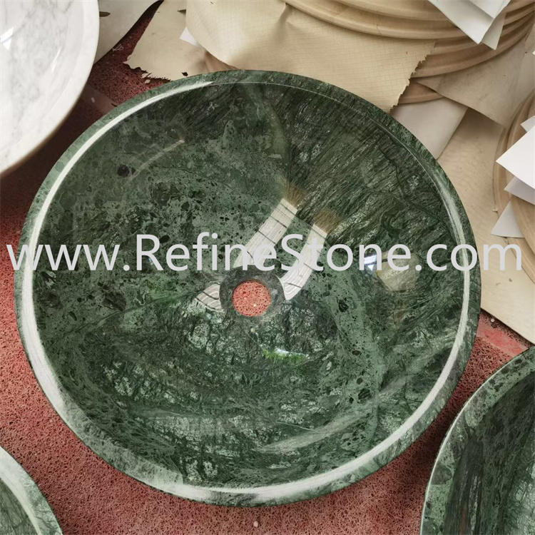 Green marble single stone engineered wash basin