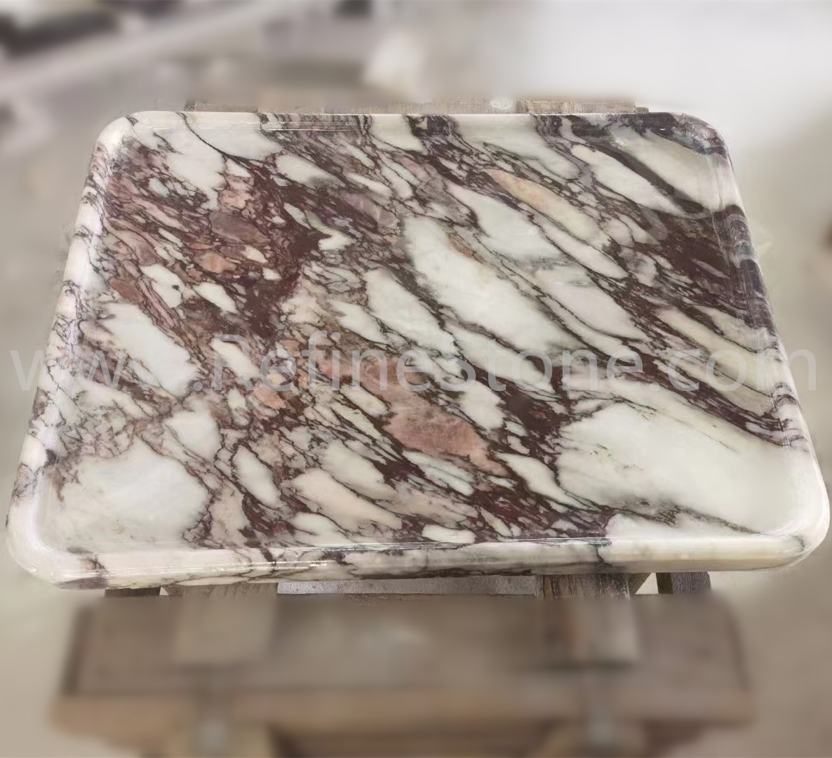 Square calacatta viola marble plate