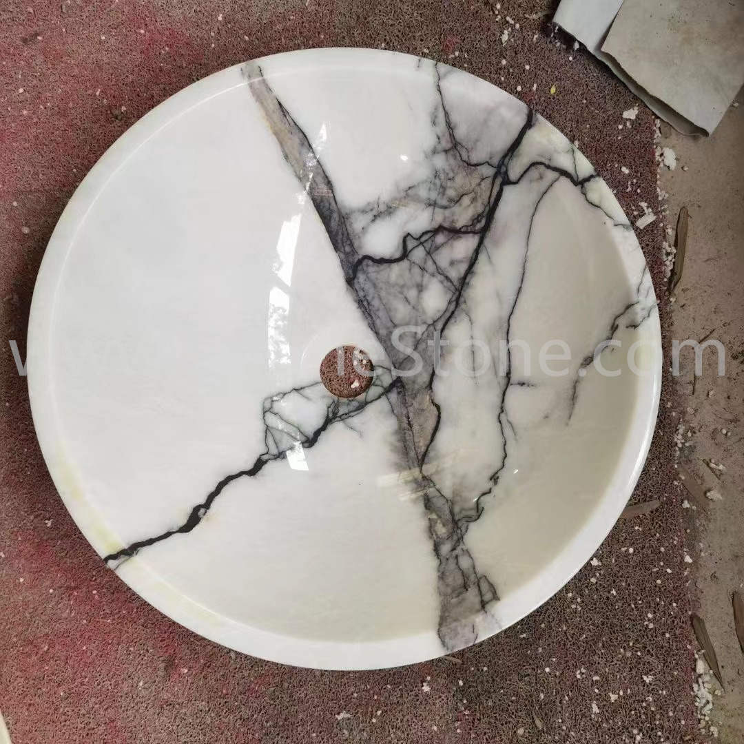 Round Milas lilac marble sink
