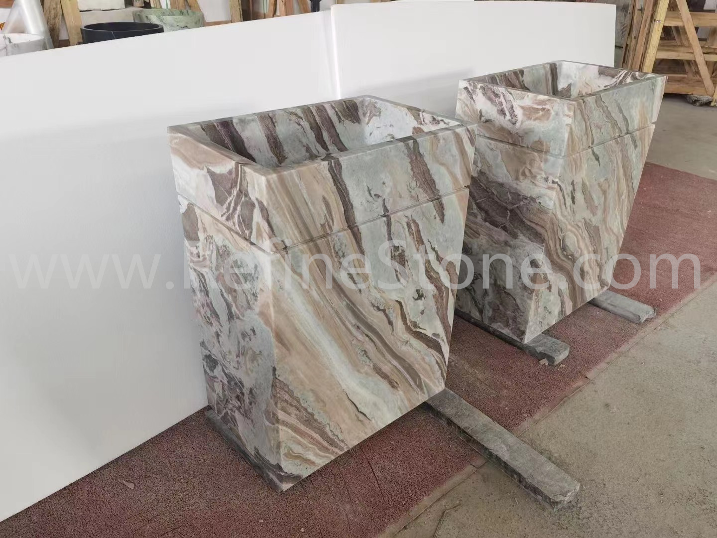 Fantasy Brown Marble pedestal sink