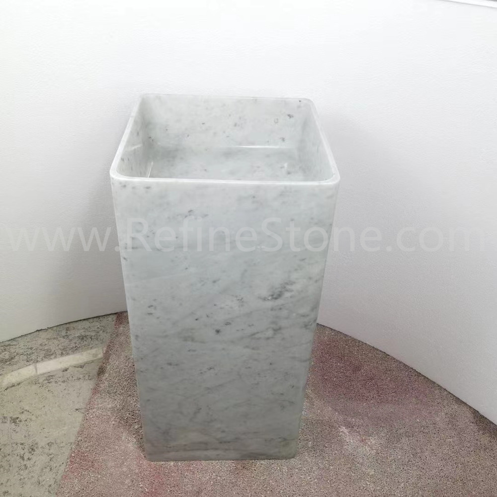 Carrara white marble pedestal sink