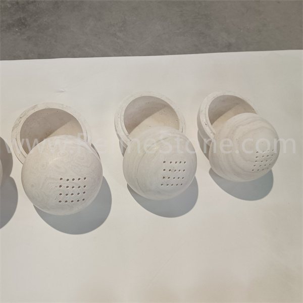 light travertine ball Sphere Incense Burner